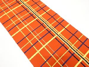 格子模様織り出し　名古屋帯